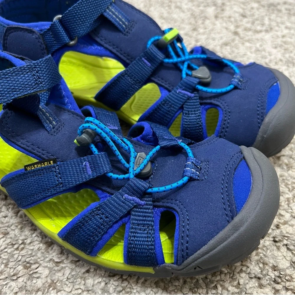 Keen Big Kids Seacamp II CNX Navy and Chartreuse Water Sandal Size 6 - Picture 5 of 10